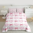 thumbnail image 2 of jejeloiu Chic Bow Tie Twin Comforter Sets,Pink Damask Flower Bedding Set For Girl Teens Reversible 2-Piece, 2 of 8
