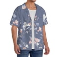 thumbnail image 4 of Naloa Watercolor Flowers Butterfly Men's Loose Fit Cuban Collar Short-Sleeve Shirt with Button-down and Chest Pocket for Everyday Wear Outings - Small, 4 of 7