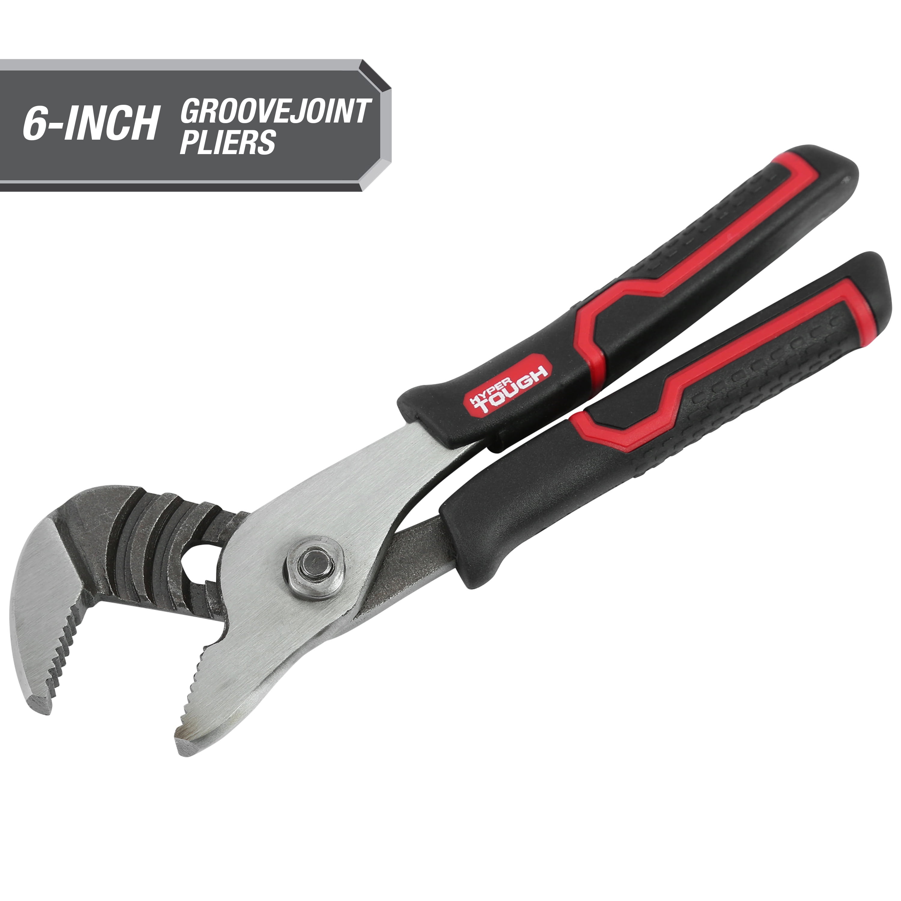 Hyper Tough 6-inch Groove Joint Pliers with Ergonomic Comfort Grips, Black