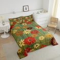 thumbnail image 2 of Groovy Daisy Queen Bedding Set Women,Vintage Floral Comforter Set Teens Adult,Red Orange White 1960S 1970S Flowers Down Comforter,Abstract Green Aesthetic Bed Set 3Pcs, 2 of 6