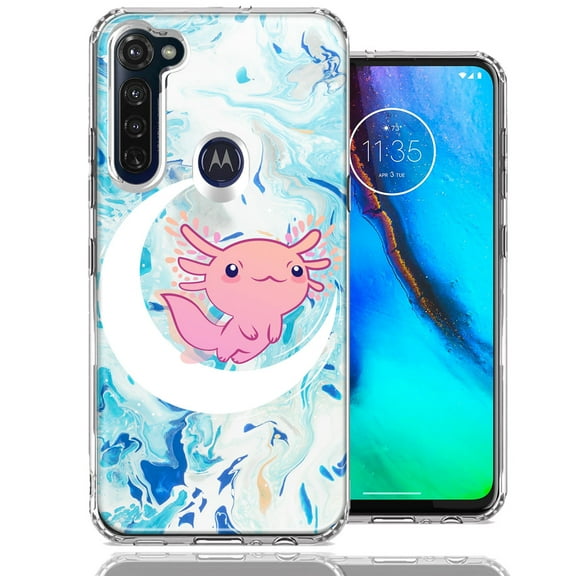 MUNDAZE For Motorola Moto G Stylus Pink Axolotl Moon Mable Design Double Layer Phone Case Cover