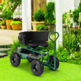 thumbnail image 4 of GVN Garden Wagon Cart,Utility Grocery Wagon,Cushioned Rolling Garden Cart Scooter with Storage Basket and Tool Pouch-Green, 4 of 10