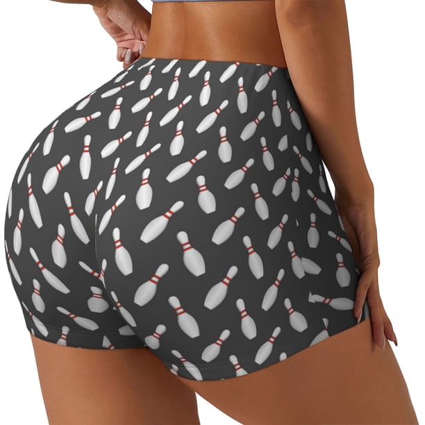 Fotbe Bowling Pins Shorts Sin Costuras – Shorts Deportivos de Cintura Alta para Mujer, Elásticos para Gimnasio, Yoga, Running o Ciclismo-XX-Large