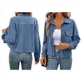 thumbnail image 2 of Chaquetas Informales de para Mujer, Chaquetas con Botones, Blusas de Larga de Moda para Otoño. Azul S, 2 of 7