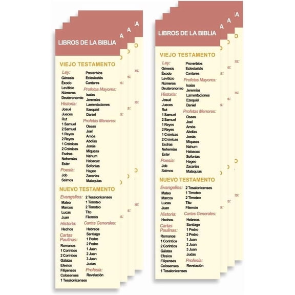 Spanish Christian Verses Bookmark | Page Marker Divider | Books of The Bible | Marcador en Español con Los Libros De La Biblia (Pack of 8)