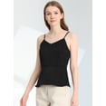 thumbnail image 2 of Blusa De Tirantes De Espagueti Casual Para Mujer Allegra K Tops De Camisola De Satén Sin Mangas Brillantes Negro S, 2 of 5