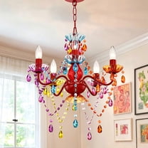 Multicolor Crystal Chandelier 5-Light, Colorful Acrylic Kids Chandelier ...