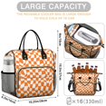 thumbnail image 3 of Orange and White Wavy Checkered Pattern Insulated Leakproof Lunch Box for Women, Large Lunch Bag for Tween Teen Adult, Loncheras Para Mujer for Work Beach Travel Picnic Camping, 3 of 4