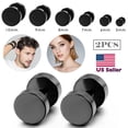thumbnail image 4 of Black Stud Earrings Men Women Faux Gauges Ear Tunnel Stainless Steel Earrings 6 Pairs 5mm-10mm, 4 of 10