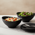 thumbnail image 4 of TP 10.5" Large Serving Bowls Set of 2, 90 OZ Melamine Bowls for Salads Pasta Cereals or Mixing, Dishwasher Safe, Black, 4 of 7