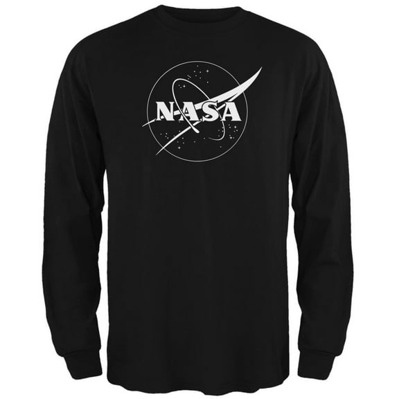 NASA Outline Logo Black Adult Long Sleeve T-Shirt - 2X-Large