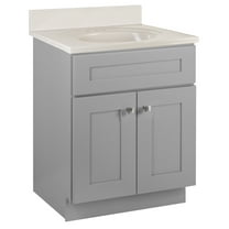 Design House Brookings 25" x 22 Assembled 2-Door Shaker Bathroom Vanity with Cultured Marble 4" Centerset Top, Sherwin Williams® Gray/Ivory Swirl