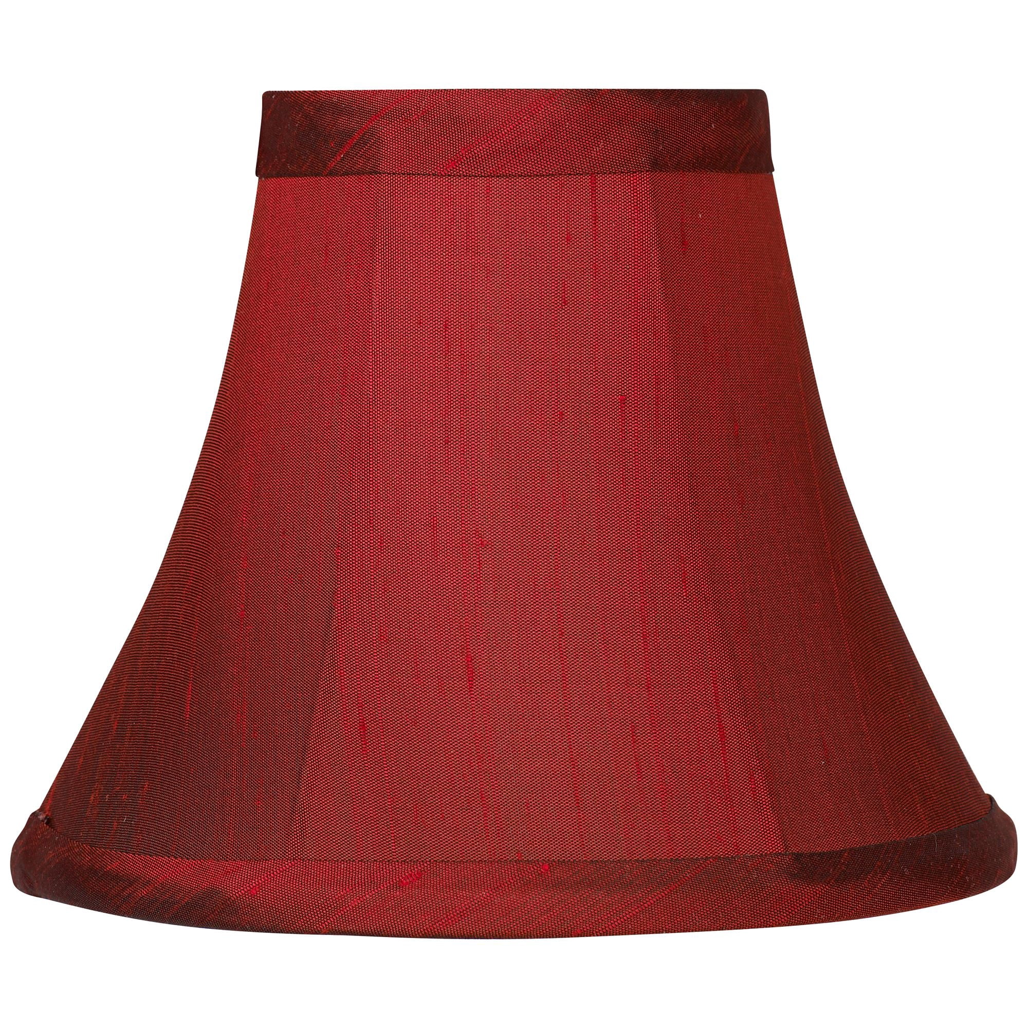 Springcrest Set of 4 Bell Lamp Shades Deep Red Faux Silk Small 3" Top x 6" Bottom x 5" High Candelabra Clip-On Fitting