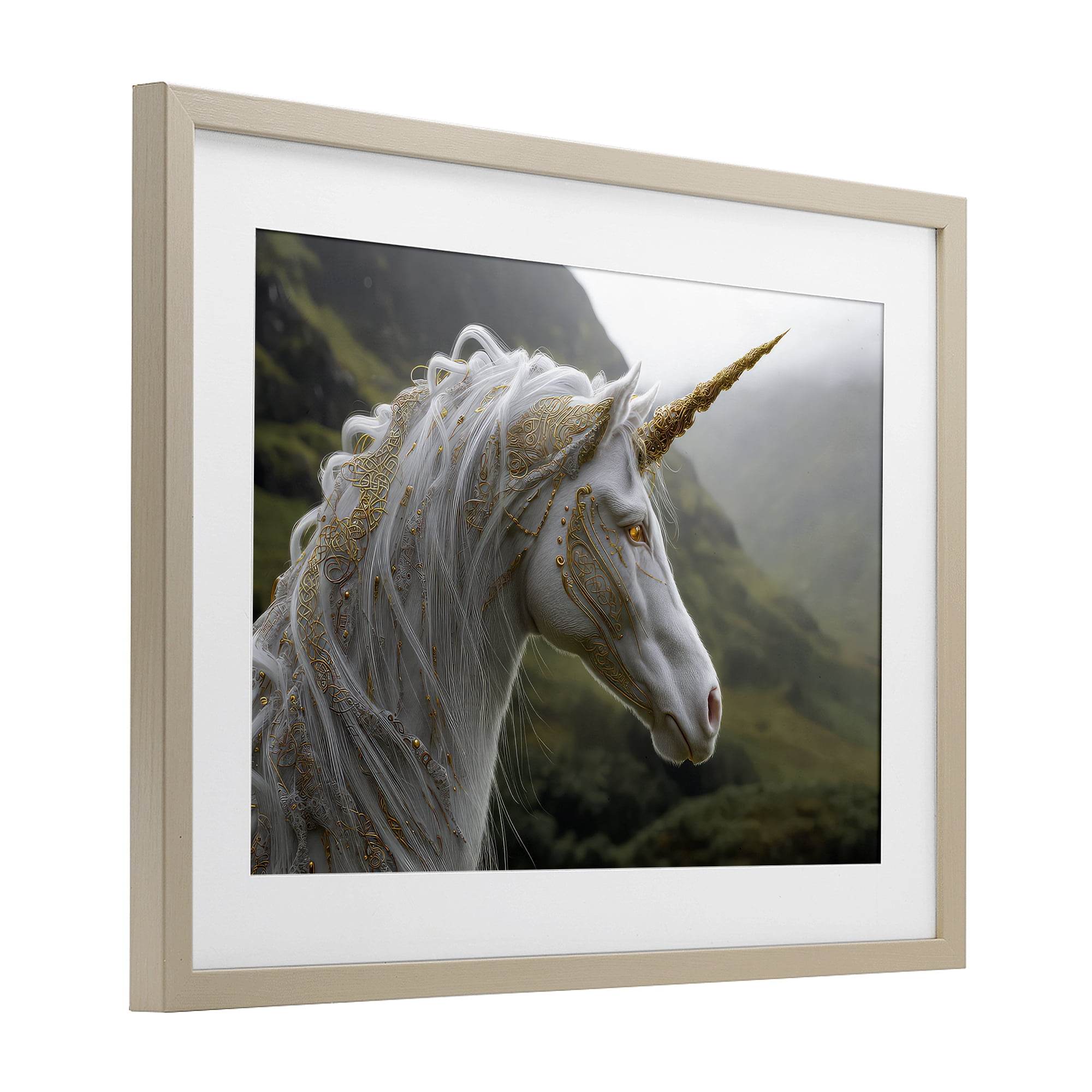 Stupell Industries Ornate Celtic Unicorn Birch Framed Print Under Glass, design by The Wands Want