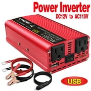 LVYUAN 1500 Watts Peak Power Inverter Car Converter Adapter USB Charger Modified Sine Wave DC 12v to AC 110V Red