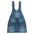 thumbnail image 2 of KIDSCOOL SPACE Baby Girls Skirt,Ripped Soft Strechy Denim Toddler Girls Summer Overalls Dress,Deep Blue,18-24 Months, 2 of 7