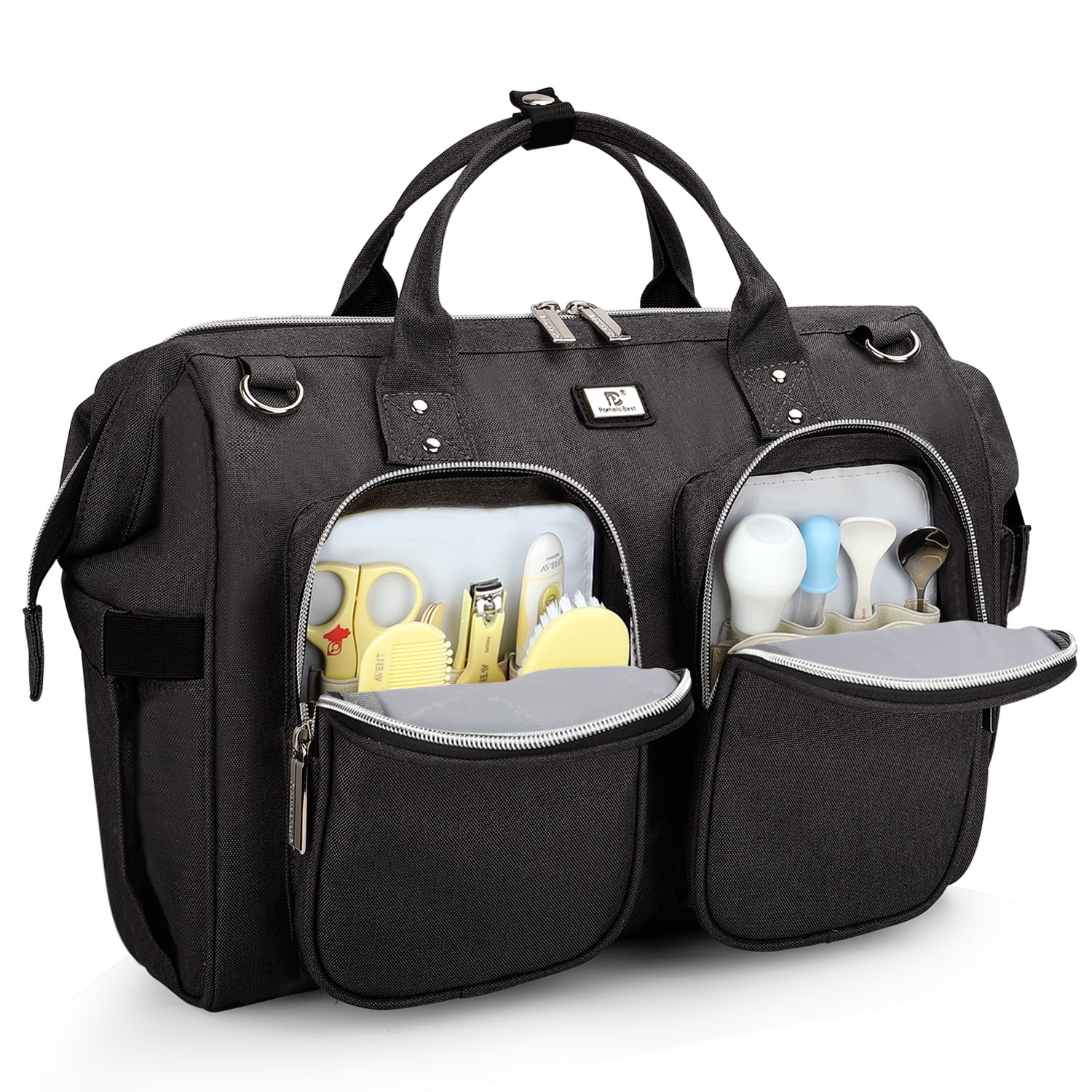 Pomelo Best Diaper Tote Bag with Changing Pad and Stroller Straps