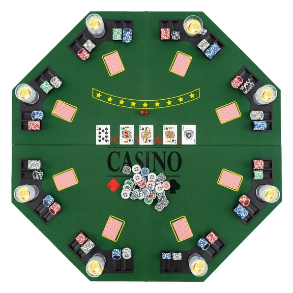 Costway 48" Poker Table Top - 8 Player Foldable Texas Holdem Poker Table Topper Green