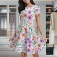 thumbnail image 2 of Floral Diamond Pattern Women's Classic Swing Skater Dress Casual Work Party Cocktail Dresses, 2 of 6