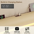 thumbnail image 5 of E-motie King Size Bed Frame with Upholstered Headboard, Platform Bed with LED Lights Charging Station, Beige, 5 of 9