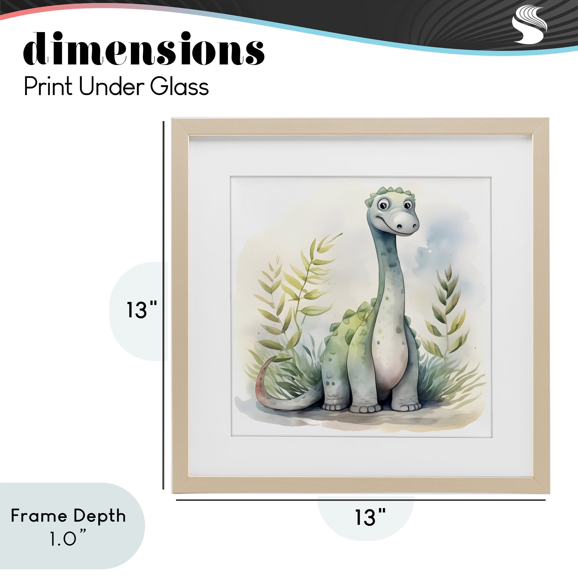 Stupell Industries Crafty Critters Dino Birch Framed Print Under Glass, design by Steve Hunziker