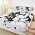 thumbnail image 3 of jejeloiu Boys Ball Game Queen Sheet Sets,White Black Splatter Ink Bed Set For Boys Teens 4pcs, 3 of 7