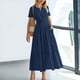 thumbnail image 2 of Vestido midi maxi informal de verano para mujer: vestido boho de playa con mangas cortas, cuello en V, cintura elástica y bolsillos - S-XXL, 2 of 5