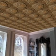 thumbnail image 3 of Dundee Deco's Rustic Antique Gold Damask Glue Up/Drop In Ceiling Panels, 2 ft. X 2 ft. (4 sq ft.) each, Pack of 10, 3 of 5