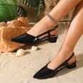 thumbnail image 2 of Rokment Womens Pointed Closed Toe Dressy Sandals Summer Fall Fashion Casual Leather Chunky Block Low Heels Slip on Slingback Dress Shoes for Business Office Black Size 6.5, 2 of 4