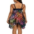 thumbnail image 3 of 2Pcs Plus Sizes Women Swimsuit Splicing Spaghetti Straps Sleeveless Cropped Slip Dress + Briefs M-4XL, 3 of 6