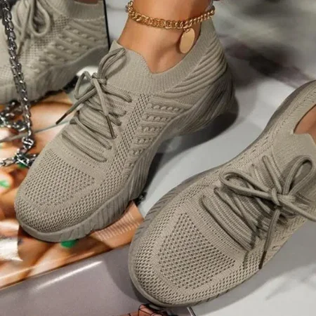 

Women‘s Leisure Knit Fashion Sneakers Thick Bottom Lace Up Low Top Casual Shoes Women‘s Footwear