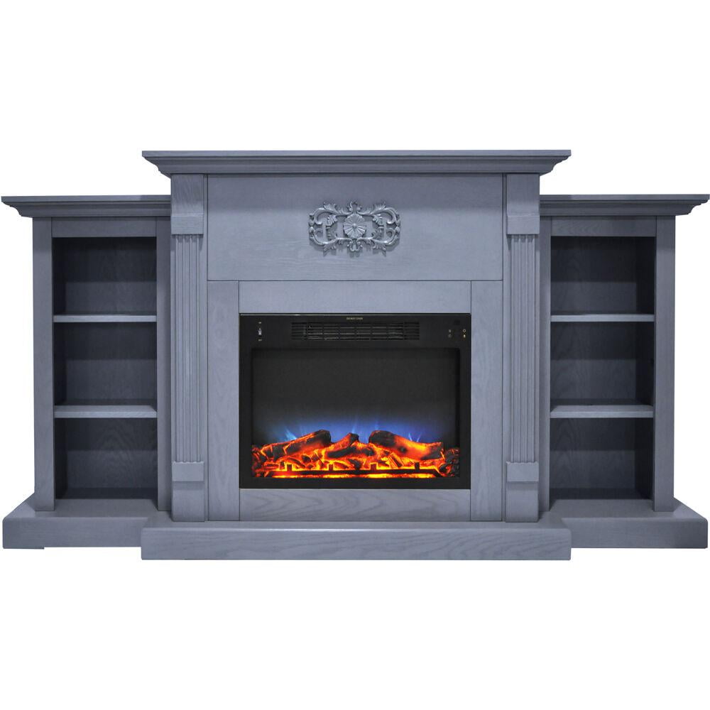 Cambridge Sanoma 72 In. Electric Fireplace in Slate Blue with Builtin