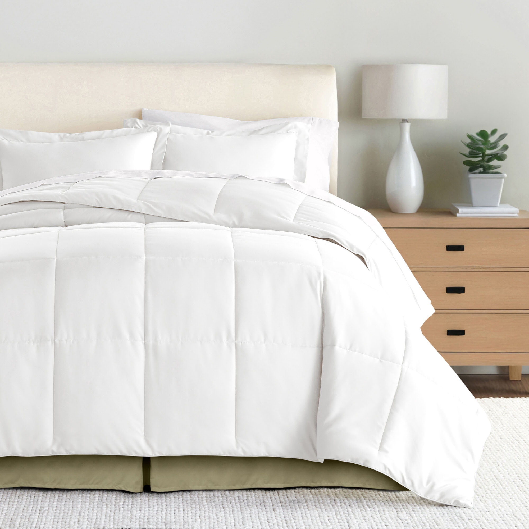 Noble Linens Sage Pleated Dust Ruffle Bed Skirt, Queen
