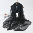 thumbnail image 4 of Outfmvch Scarf for Women Satin Scarf Scarves for Women Lightweight Head Wrap Neck Scarf for Women Scarves for Women Chiffon Scarf Black One Size, 4 of 6