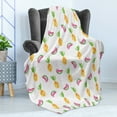 thumbnail image 4 of Pineapple Soft Flannel Fleece Throw Blanket, Pineapple and Watermelon Fruit Themed Minimal Sketch Pastel Watercolor Pattern, Cozy Plush for Indoor and Outdoor Use, 50" x 70", Multicolor, by Ambesonne, 4 of 5