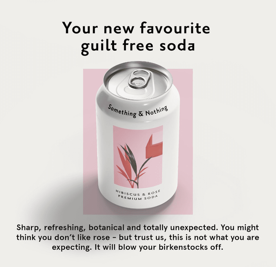 Something & Nothing Lightly Carbonated Hibiscus & Rose Premium Soda Case of 12 x 12 Fl Oz