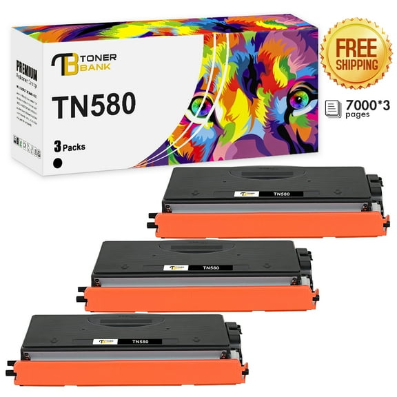 Toner Bank Compatible for Brother TN580 High Yield Toner Cartridge Black Replacement for Brother TN-580 TN580 High Yield Printer Ink (Black, 3-Pack)