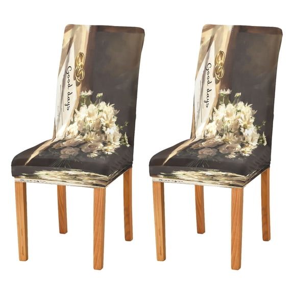 BZSMCE Chairs Slipcovers Dining Chair Covers White Flowers Rings Painting Creative Pattern