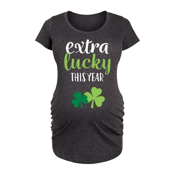 Instant Message - Extra Lucky This Year - Women's Maternity Scoop Neck Graphic T-Shirt