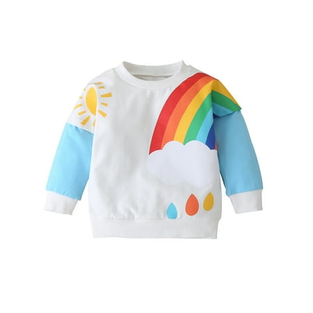 

MIHOLL Baby Girl Boy Rainbow Stitching Sweatshirt Unisex Toddler Long Sleeve Pullover Top 18M-6Y