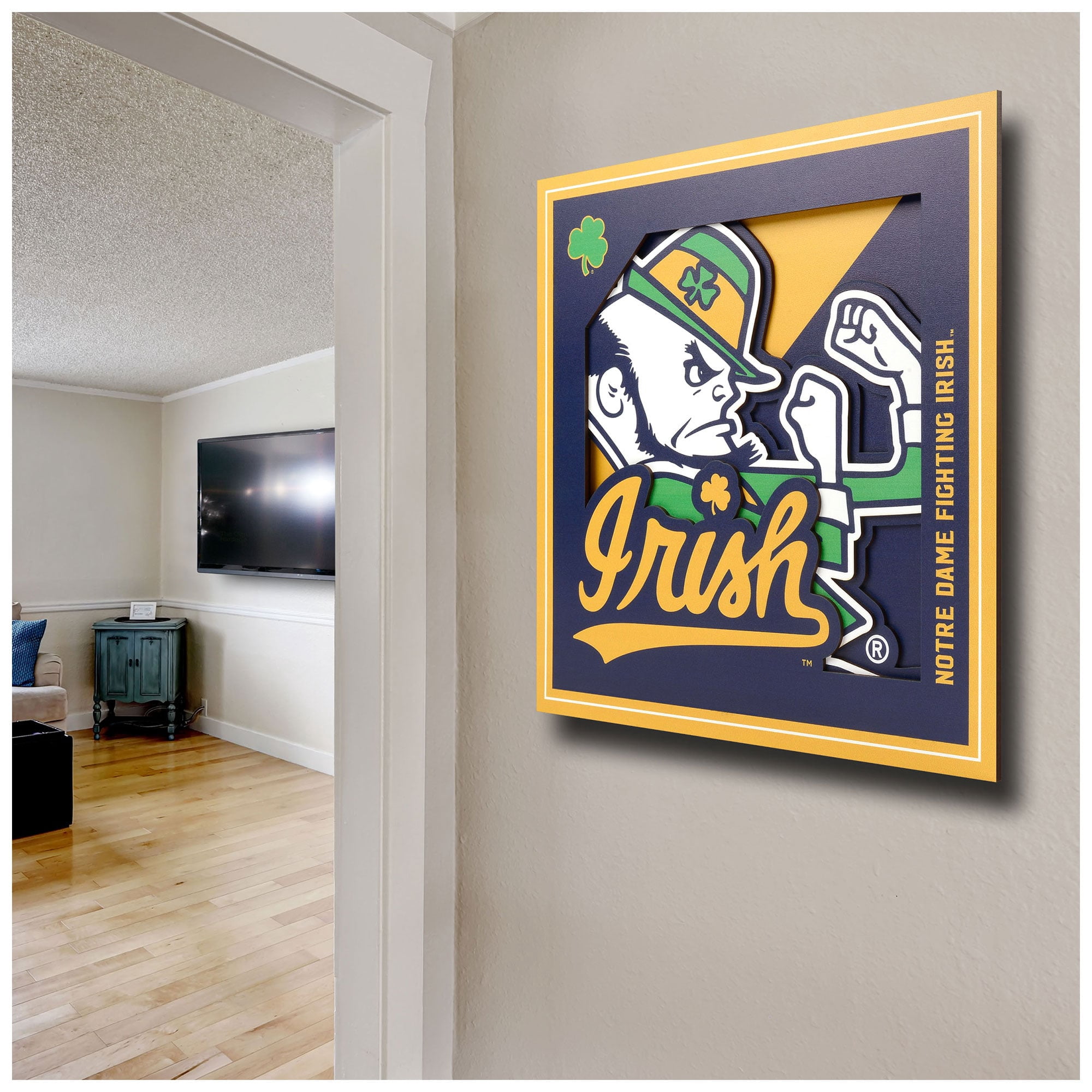 YTF NCAA Notre Dame Fighting Irish 3D Logo Series Wall Art 12X12
