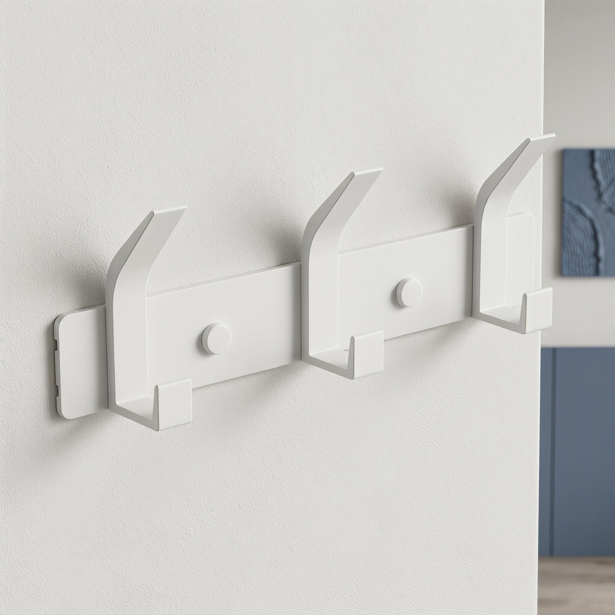Unique Bargains Coat Rack Wall Mount Metal Hook for Bathroom and Bedroom White 3 Hooks
