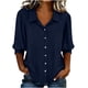thumbnail image 2 of Neewe Womens Button Down Shirts Plain Lapel 3/4 Sleeve Tops Elegant Dressy Blouses Business Casual Outfits, 2 of 5