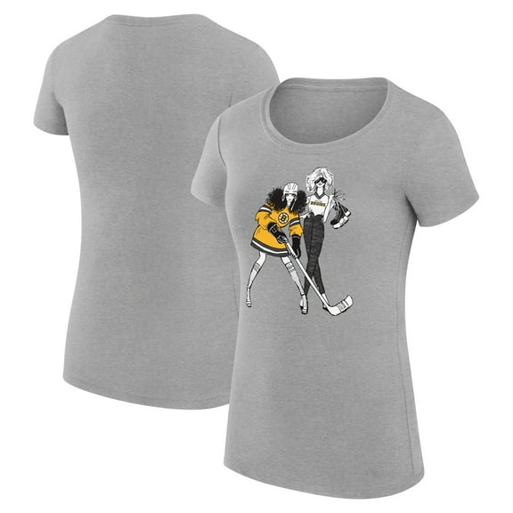 Women's G-III 4Her by Carl Banks Heather Gray Boston Bruins Super-Slim Fit Lightweight Hockey Girls T-Shirt