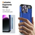 thumbnail image 5 of Decase for iPhone 15 Pro Max 2023 Dual-layer Protector Case,Rugged Dorp Proof Shockproof Built-in Invisible Folding Kickstand TPU Bumpe Hard PC Back Cover Case for iPhone 15 Pro Max,Darkblue, 5 of 8
