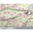 thumbnail image 2 of Soimoi Yellow Cotton Poplin Fabric Leaves & Periwinkle Floral Print Sewing Fabric Yard 42 Inch Wide, 2 of 3