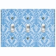 thumbnail image 1 of Metal Light Switch Plate Outlet Cover (Victorian Damask Flower Feather Blue Pattern - Triple Toggle), 1 of 2