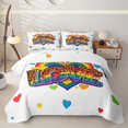 thumbnail image 2 of Manfei Rainbow Love Heart Twin Quilt Set, Ink Love is Love Twin Coverlet Set, White Orange, 2pcs, 1 Bedspread and 1 Pillowcase, 2 of 7