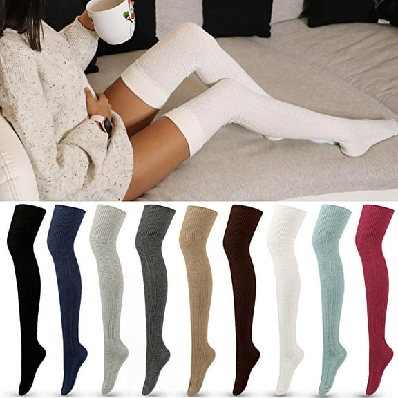 1 Pair Women Socks Over Knee Thigh Socks Knee-High Warm Stocking Women Boot Sock Leg Warmer High Socks for Daily Wear