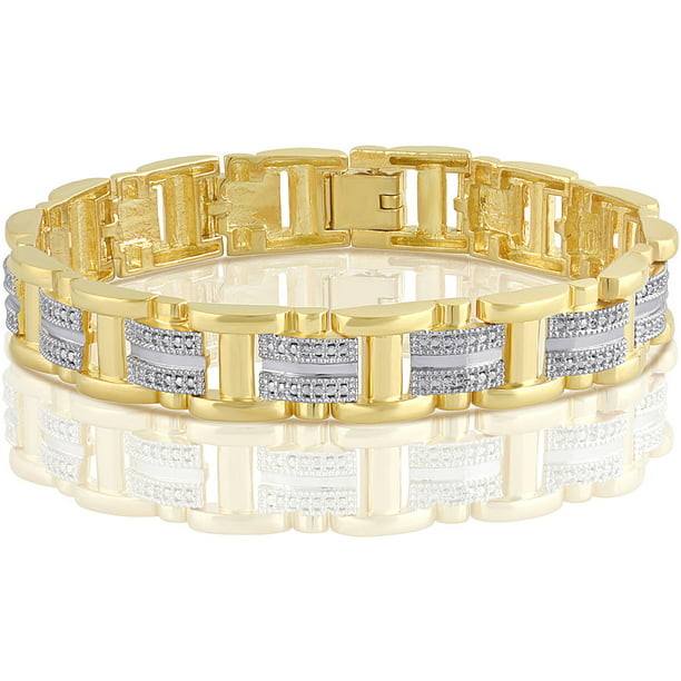Arista - Diamond Accent 14kt Gold Flash Plated Men's Bracelet (8.25 ...